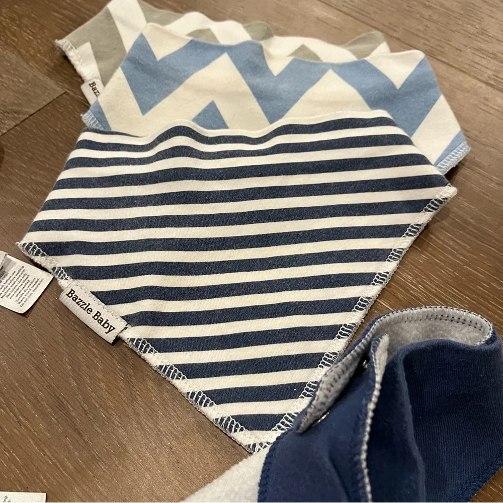 Baby Bandana Bib Set of 7 Gray Blue White
